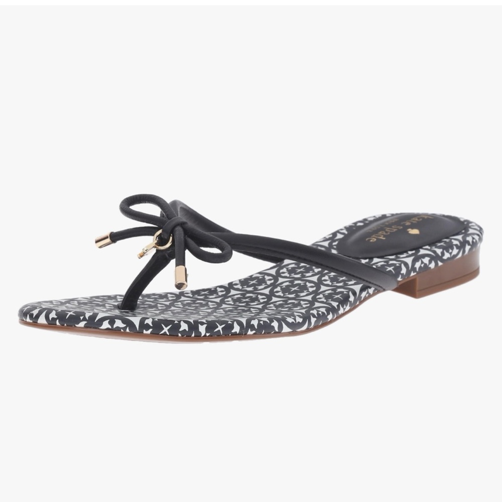 Kate Spade NY Mistic Flip Flop, Black/White, sz 6.5